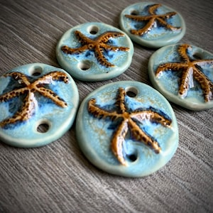 Handmade Ceramic Starfish Pendant, Beachy Jewelry Component