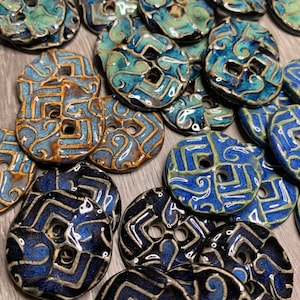 Textured Pottery Buttons - Handmade Ceramic  Buttons - Handbag Accent Clothing Finishes Button Jewelry Fastener - Unique Buttons