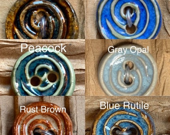 Ceramic Buttons - Rustic Earthy Buttons -  Clothing Finishes Unique Artisan Focal - Textured Focal Beads - Handmade Buttons Knit Accent