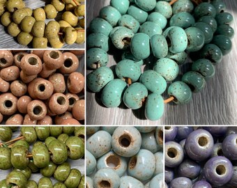 Handmade Large Hole Ceramic Beads Big Hole Beads Macrame Beads For Cord Jewelry  Components Jewelry Design Elements Speckled Ceramic Beads