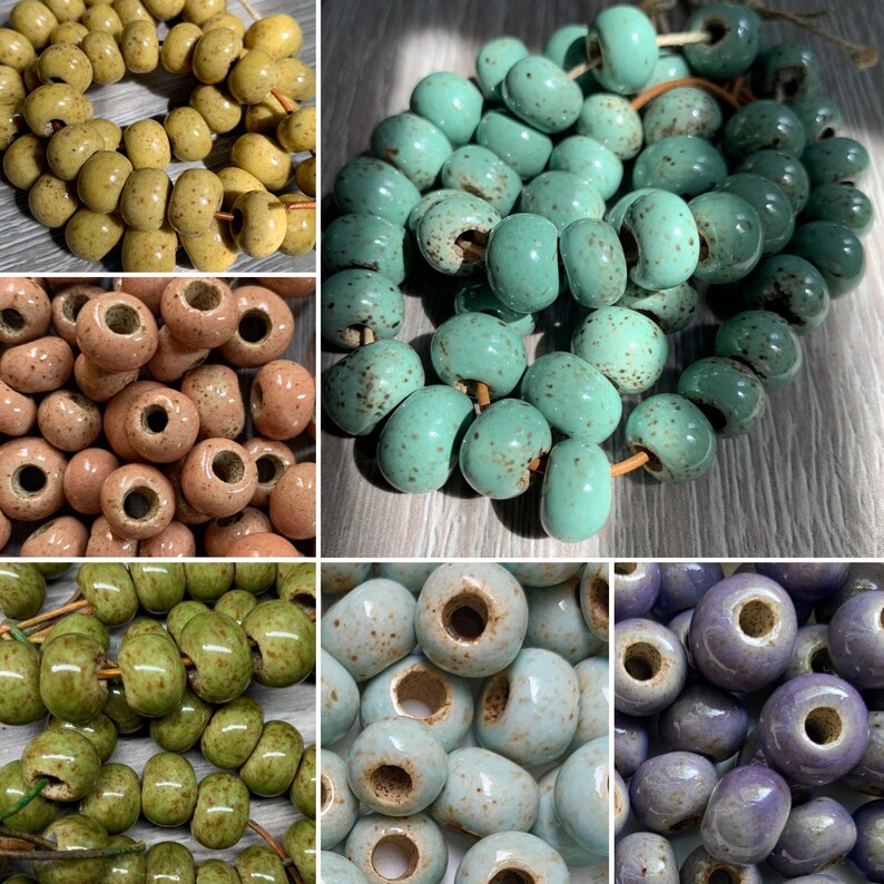 Handmade Large Hole Ceramic Beads Big Hole Beads Macrame Beads Etsy