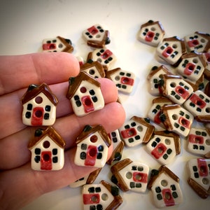 Keramische huisknoppen Handgemaakte keramische knop Accent Scrapbook Versiering Kaart Decoratie Welkom thuis Accent House Accent Tiny House