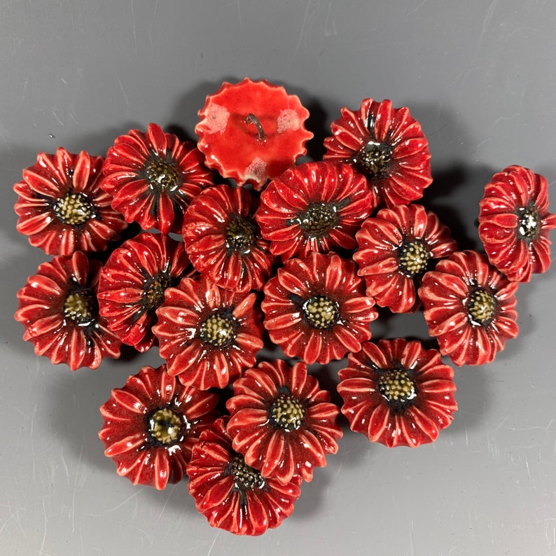 Ceramic Flower Buttons Handmade Bead Focal Daisy Button Etsy