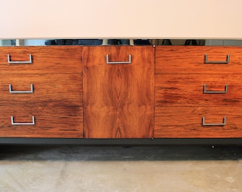 Vintage Triple Dresser with Rosewood and Chrome by Milo Baughman for John Stuart