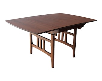Mid Century Modern Drop Leaf Dining Table with Butterfly Leaf
