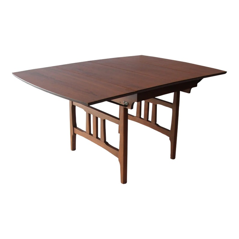 Mid Century Modern Drop Leaf Dining Table with Butterfly Leaf image 1