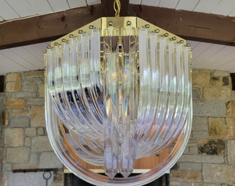 Mid Century Hollywood Regency Lucite Ribbon Chandelier