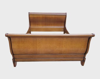 1990s Grange Louis Philippe Cherry Queen Size Sleigh Bedframe