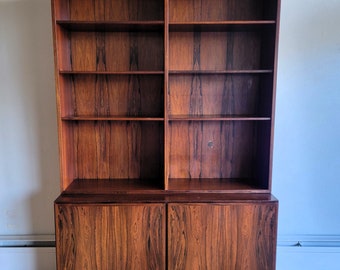 Danish Modern Rosewood Cabinet Bookcase