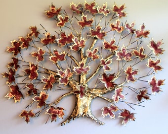 Vintage Metal Maple Tree Wall Sculpture by Paul D Wellington