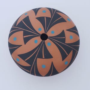 Maceta miniatura para semillas de Acoma Clara Santiago, firmada, cerámica nativa americana de Nuevo México.