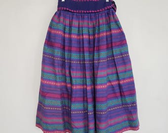 Jeanne Marc Full Skirt Vintage Quilted Belt  Cotton Rayon Wool Womens Small