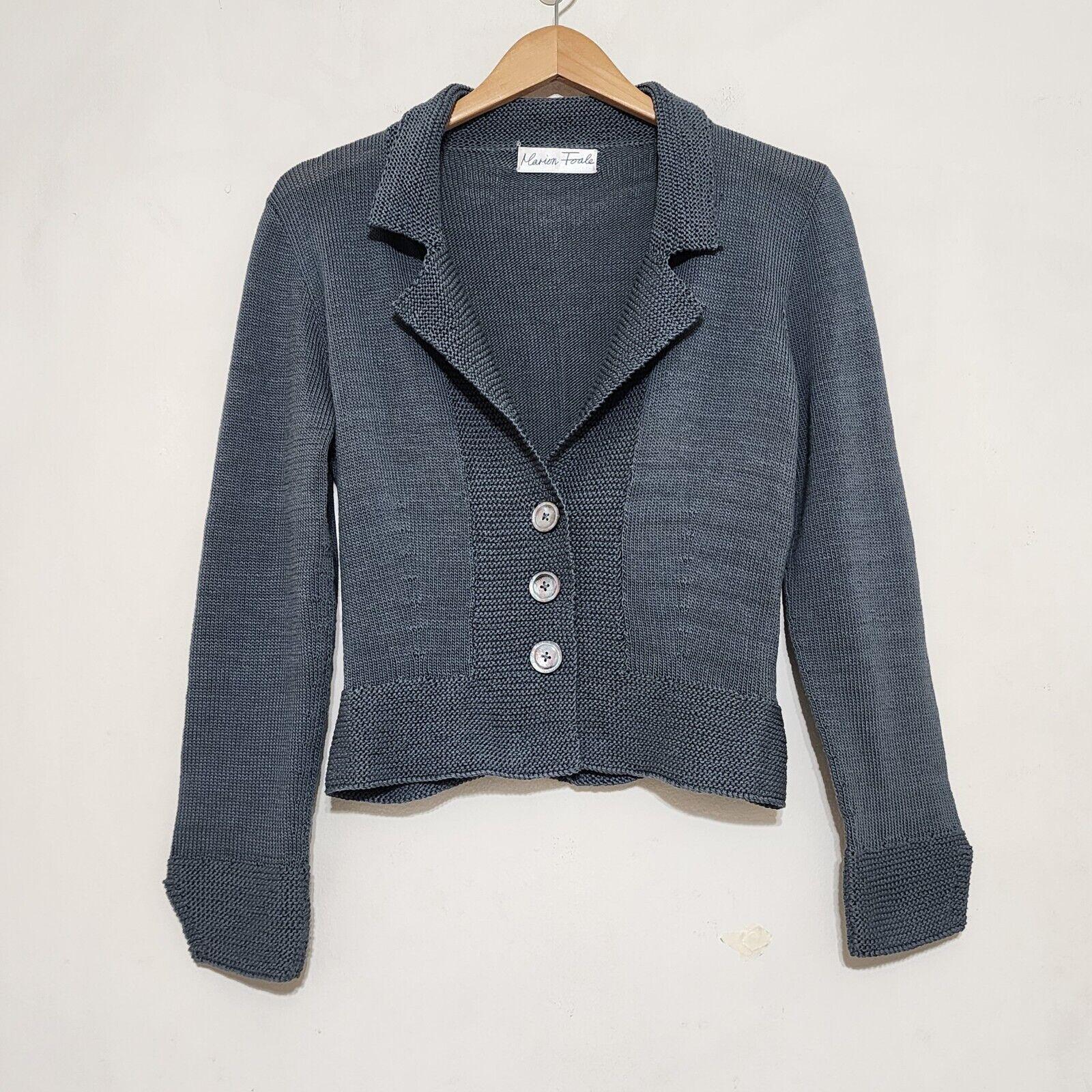 Marion Foale Cardigan Sweater Handknit Vintage Womens Gray