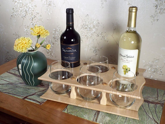 31 - Wine Bottle (2) & Stemless Glasses Caddy (4 station) Full Bottle 750ml