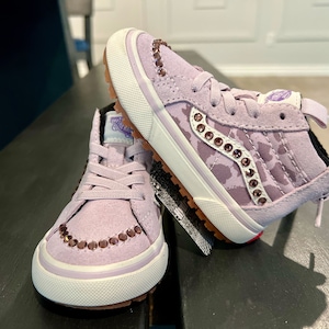 CUSTOM Rhinestone VANS SK8-Hi Zip shoes / Toddler size 5 / orchid ice leopard / girls / waterproof / insulated