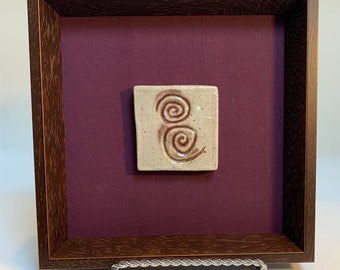 Mid Century Modern Ceramic Art Tile: Abstract Carved Wall Art