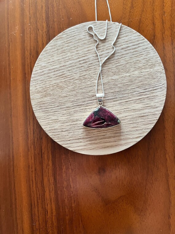 Eudyalite Sterling Silver Pendant Necklace, Purpl… - image 6