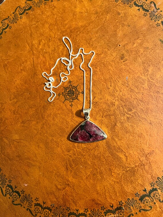 Eudyalite Sterling Silver Pendant Necklace, Purpl… - image 2