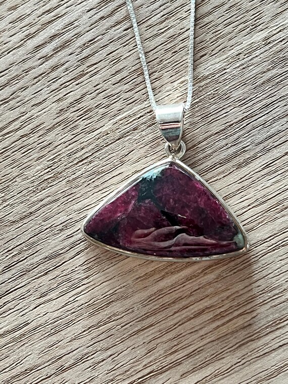 Eudyalite Sterling Silver Pendant Necklace, Purpl… - image 5