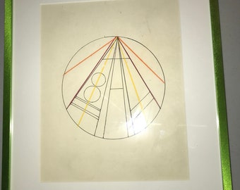 Unique, one of a kind, abstract, geometric drawing wall art