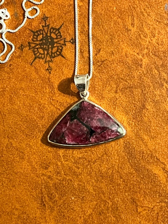 Eudyalite Sterling Silver Pendant Necklace, Purpl… - image 1