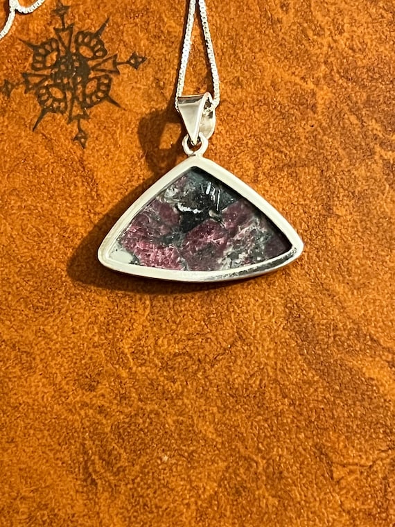 Eudyalite Sterling Silver Pendant Necklace, Purpl… - image 4