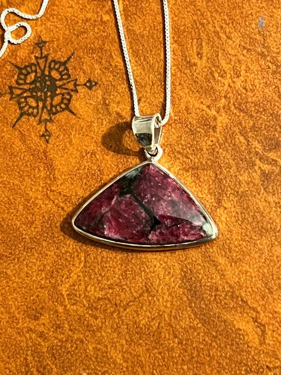 Eudyalite Sterling Silver Pendant Necklace, Purpl… - image 3