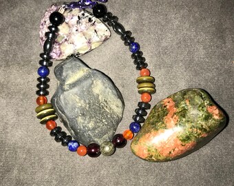 A unique, one of a kind natural gemstones beads bracelet