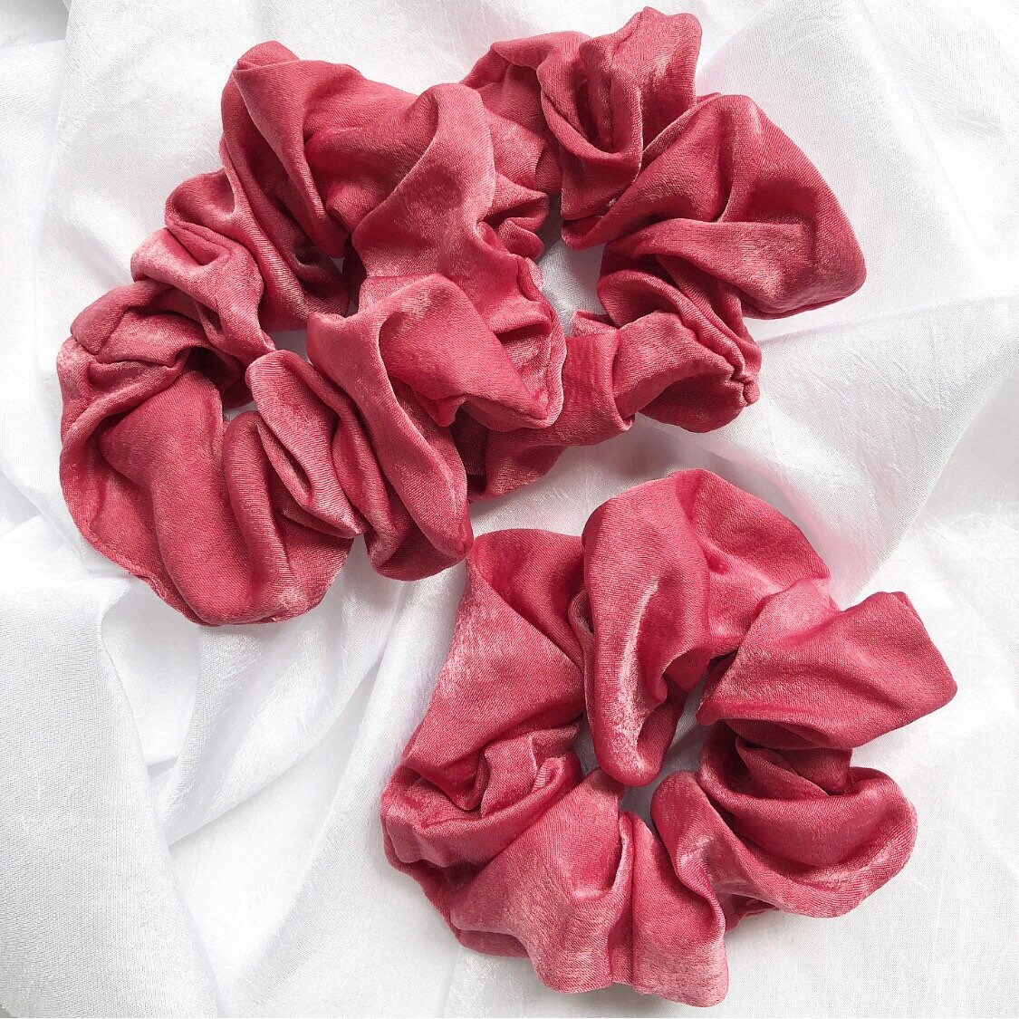 Satin Hair Scrunchies Set of 3 in Rose Scrunchie Large - Etsy