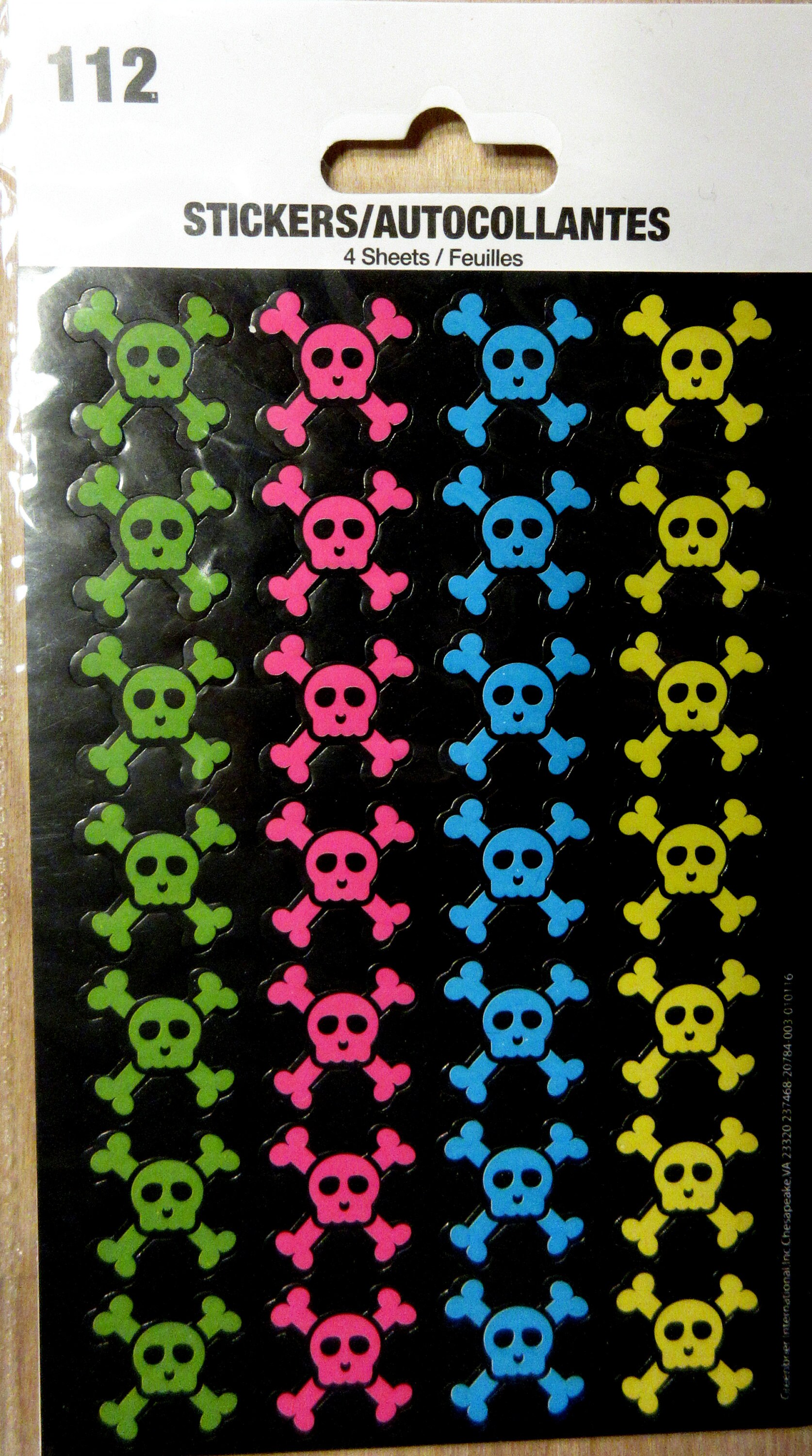 Crossbones Sticker Skull and Crossbones Stickers ~4 Sticker Sheets~ 112 Stickers - Etsy