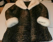 SALE Rare Vtg ELSA SCHIAPARELLI Brown Fade to Dark Persian Lamb Fur Coat with Mink