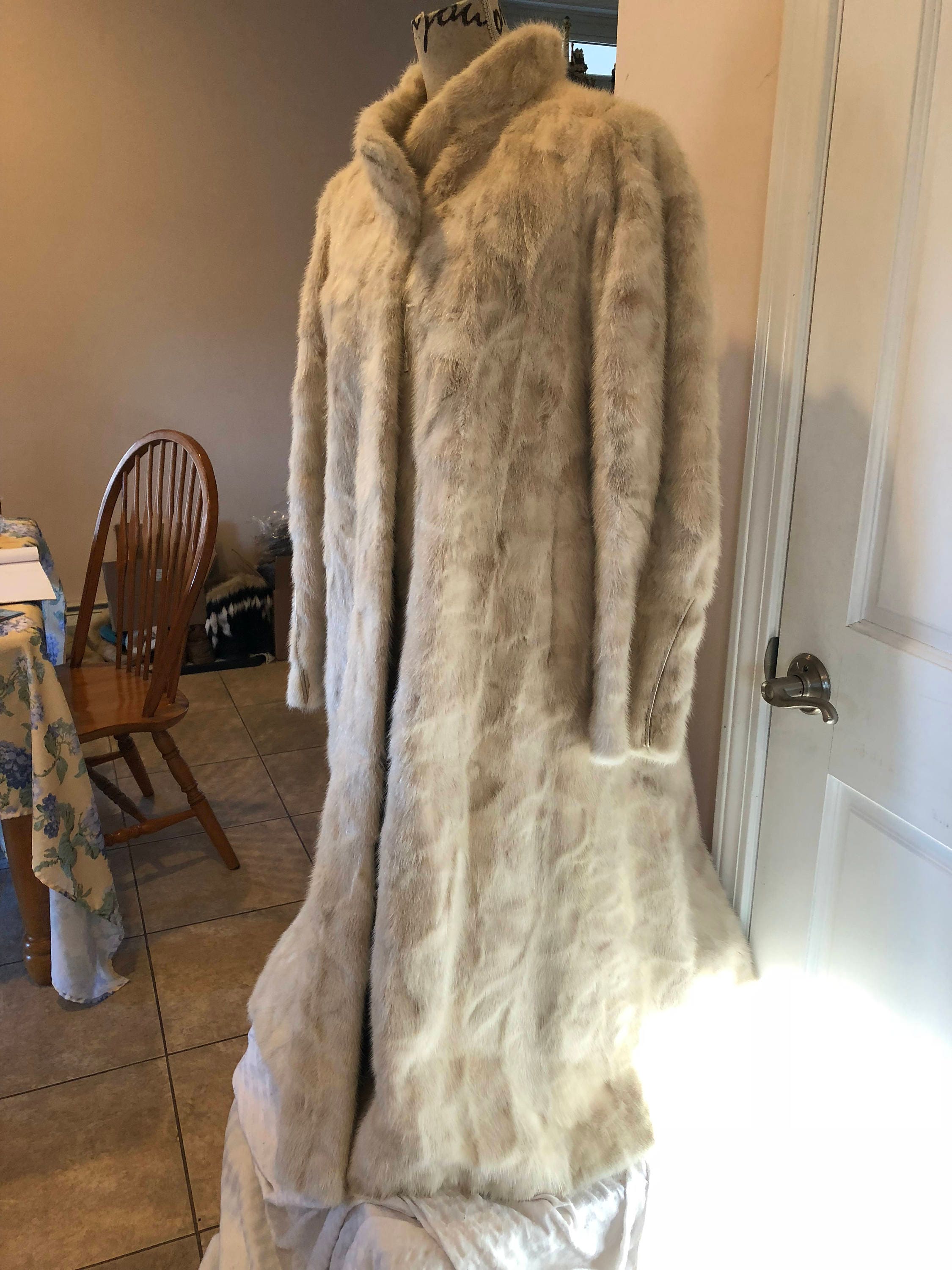 SALE White Mink Fur Coat Sz Etsy