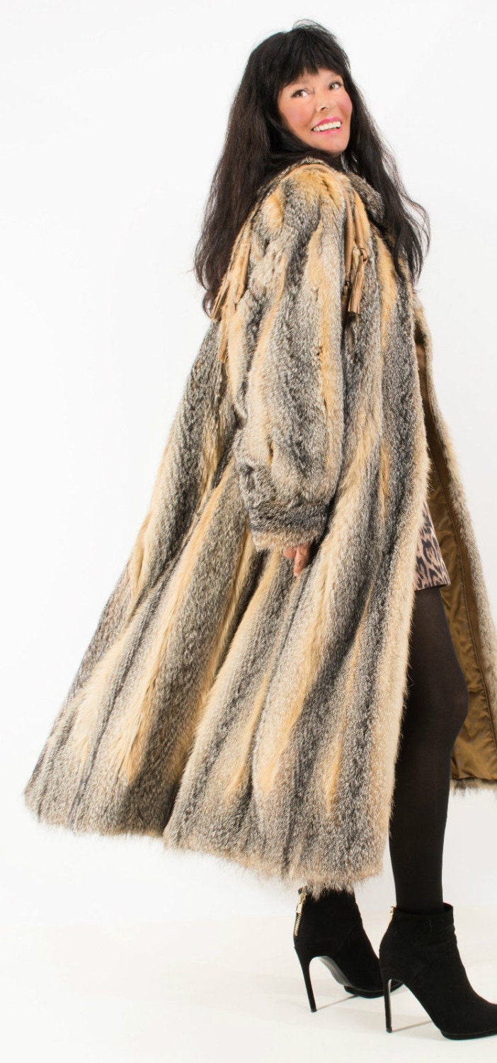 full length red fox fur coat