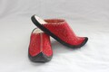 Mongolian Felt Slippers, shiny red, yurt tent traditional clothing, ugg, retro deel classic unisex shoes, warm women shoes, mother's day, product logo
