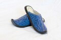 Mongolian Felt Slippers, tent textured shoes, black leather, blue, ocean, sky, fur toddler  shoes, sheepskin, ugg style, yurt home, ger product logo