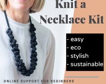 Knit a Necklace Knitting Kit, Eco Neckwear, Chunky Statement Jewellery, Learn to Knit Kit, Knitting Gift, Beginner Knitter, Mother's Day