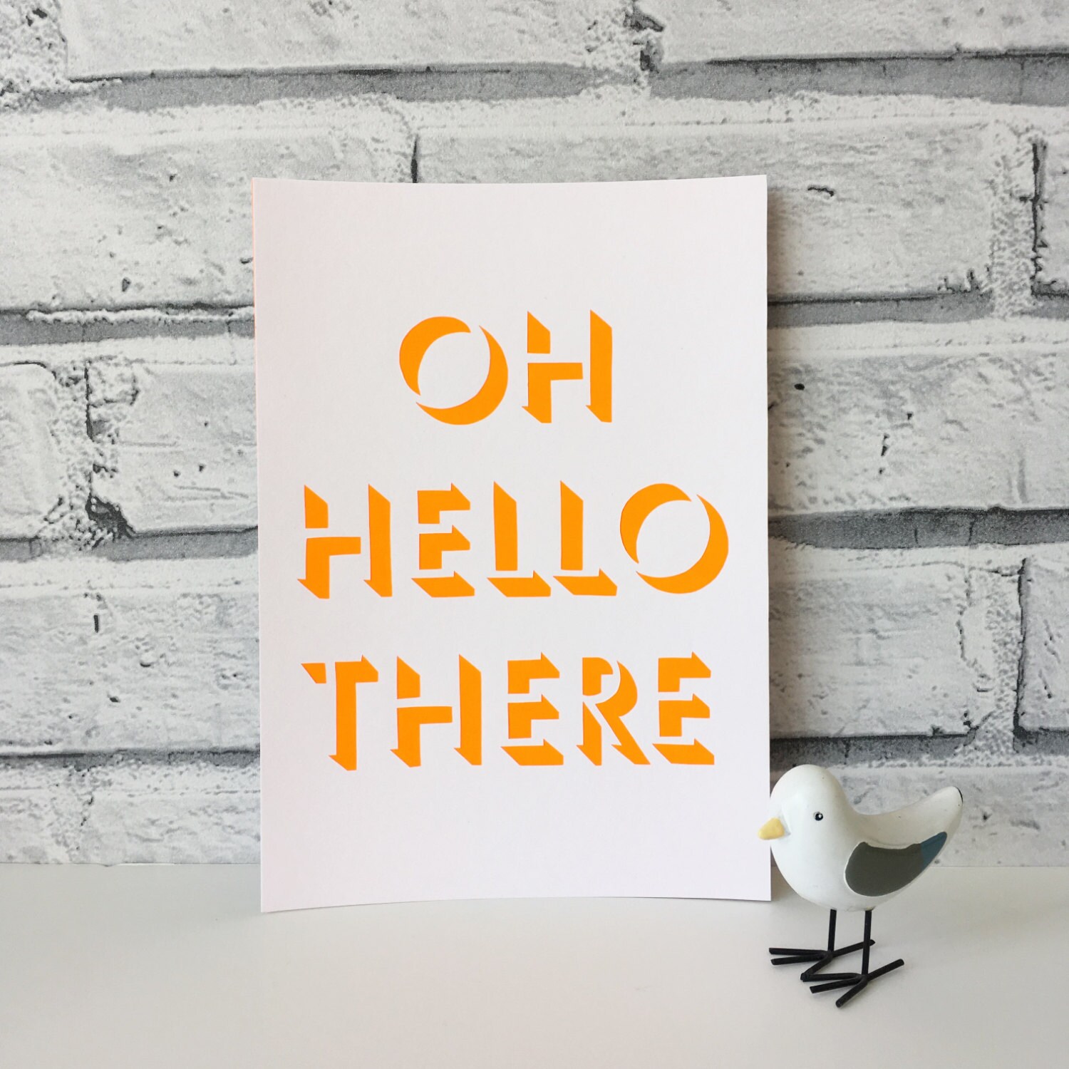 PAPERCUT Oh Hello There shadow lettering neon papercut by | Etsy