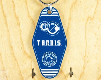 Doctor Who Tardis Keychain | Doctor Who Gift | Wibbly Wobbly Timey Wimey | Dr Who | Key Badge | Key Tag | Stocking Stuffer