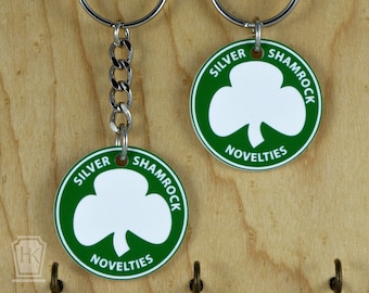 Silver Shamrock Keychain | Halloween Keychain | Horror Gifts | Key Tag | Stocking Stuffer | Novelties