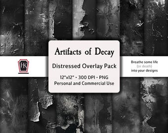 Grunge Texture Overlays: Dark Gothic Horror PNG Files (Digital Download)
