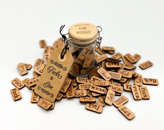 Fucks to Give Jar, Cherry Wood Novelty Gag Gift