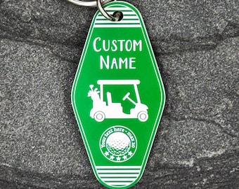 Personalized Golf Cart Key Tag: Custom Vintage Style Keychain