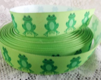 Frog Ribbon Grosgrain Green Frog Ribbon 1 Inch Grosgrain ribbon