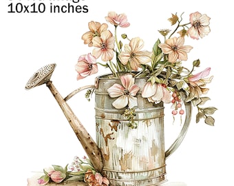 Gieter bloemen PNG, tuin bloemen clipart, gieter clipart, bloemen illustratie, PNG bloemen, bloemafbeeldingen, bloemen bloemen PNG