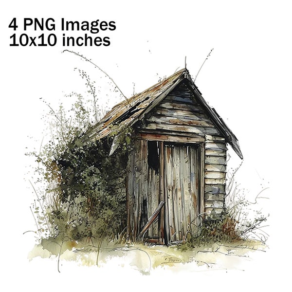 Country Sheds, Watercolor Sheds, Rustic Shed PNG, Old Shed Images, Back Woods Sheds, Old Sheds Clipart, Farm Sheds Illustration