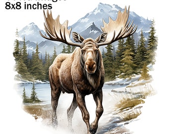 Moose Clipart, Winter Moose PNG, Moose Illustratie, Winter Moose Afbeeldingen, PNG-sublimatie, Digitale Moose