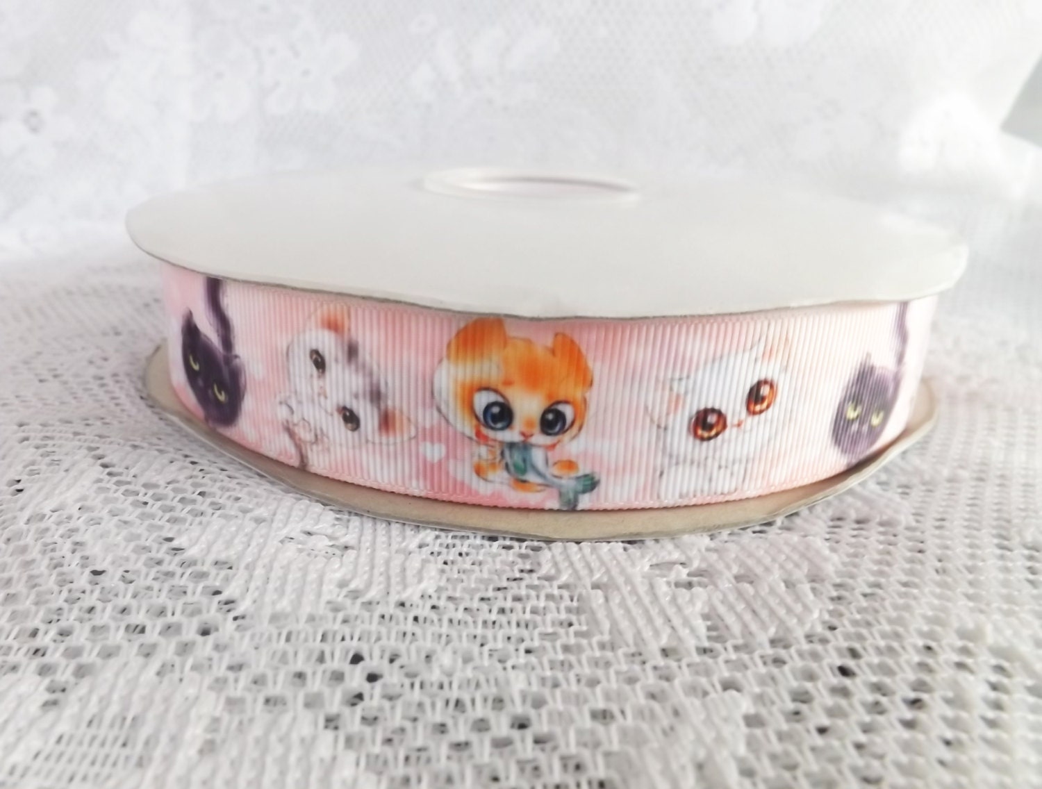 Cat Ribbon 1 Inch Grosgrain Ribbon Kitty Ribbon 1'' Etsy