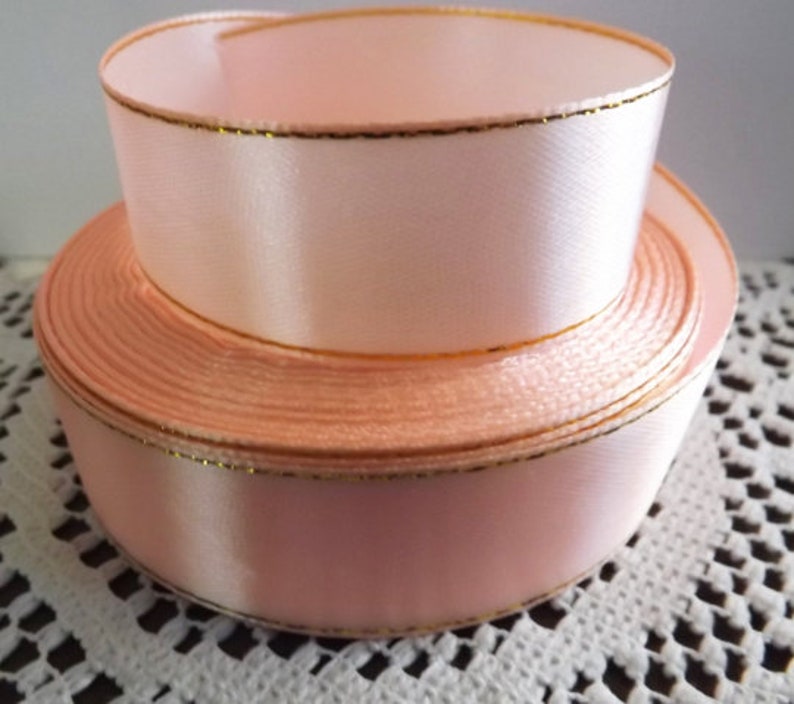 1 Inch Pink Gold Edged Satin Ribbon Pink Satin Ribbon 25mm Ribbon Satin Ribbon