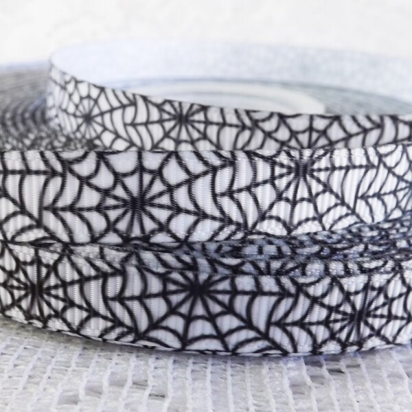 Web Ribbon 3/8 inch Halloween Grosgrain Ribbon Spider Web Grosgrain Halloween Ribbon