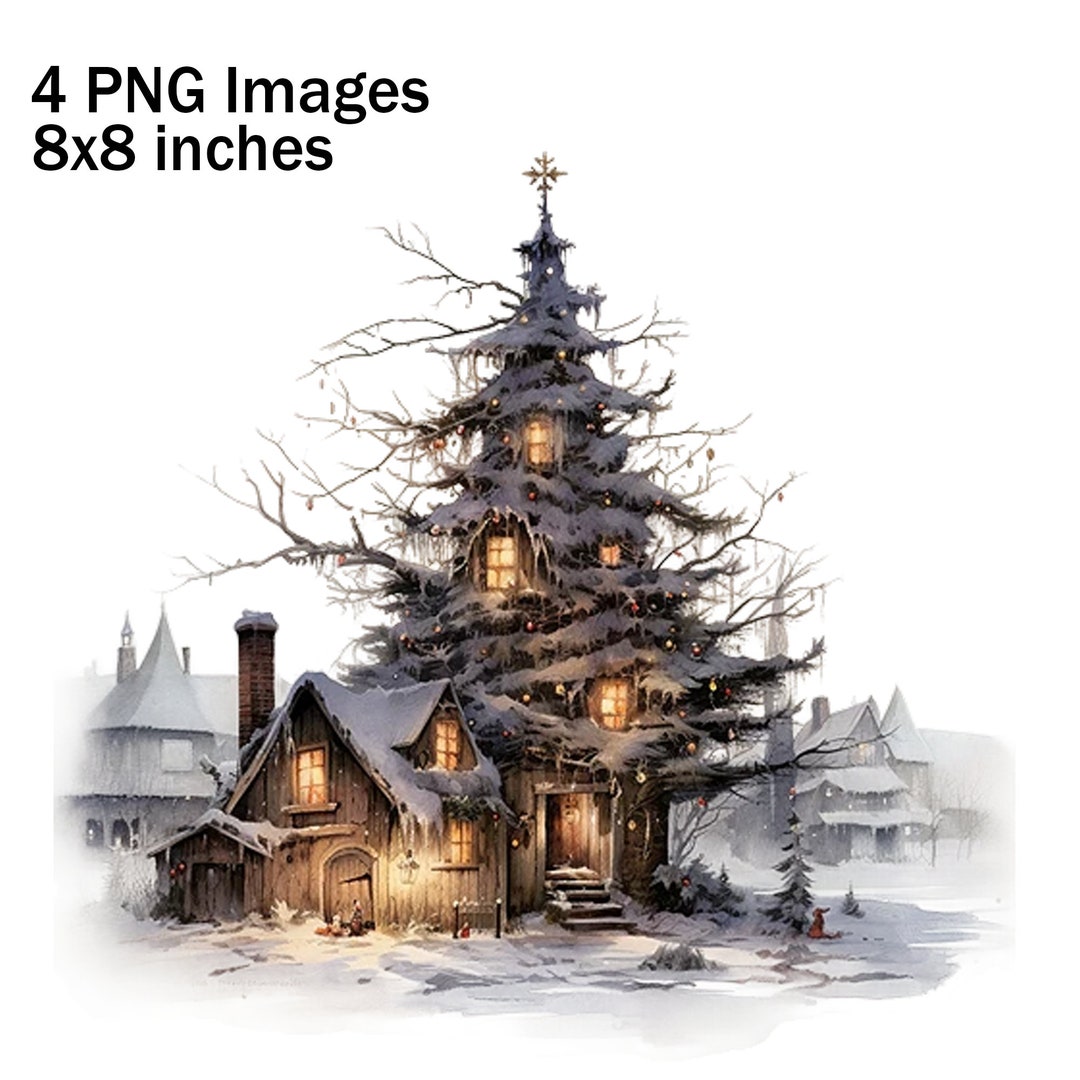 Old Christmas Clipart, Christmas Tree PNG, Christmas Illustration